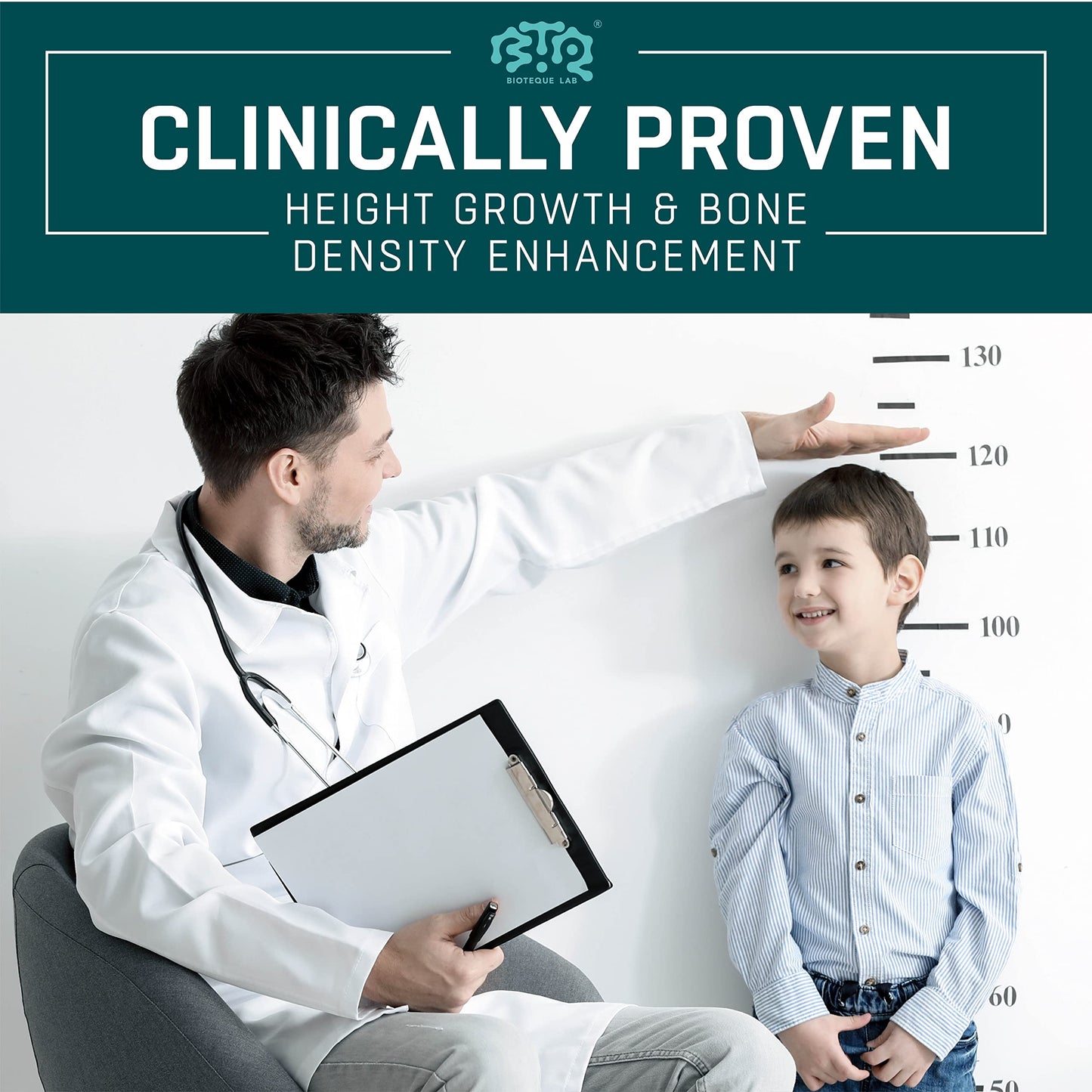 BIOTEQUELAB Height Growth Maximizer, Calcium, Vitamin D3 and Zinc Blend Pills, Bone Growth Supplement for Kids and Teens, Bone Strength, Density Support, GMO-Free, Gluten-Free, Made in USA, 60 Caps - Medaid International