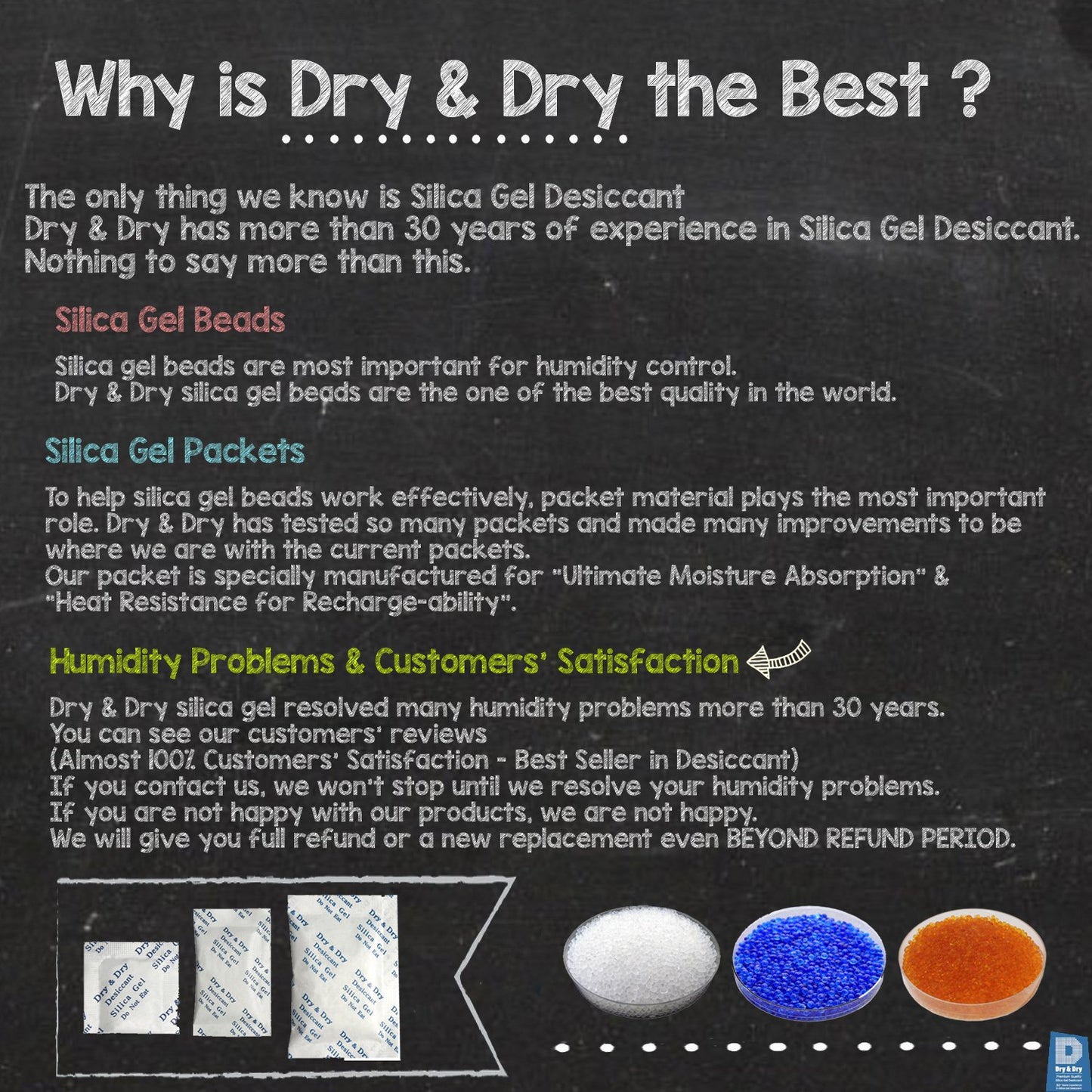 Dry & Dry Blue Indicating(Blue to Pink) Silica Gel Packets Desiccants - Rechargeable Silica Packets, Silica Gel Packs - Blue,Clear,Pink - 50 Packets (10 Gram) - Medaid International