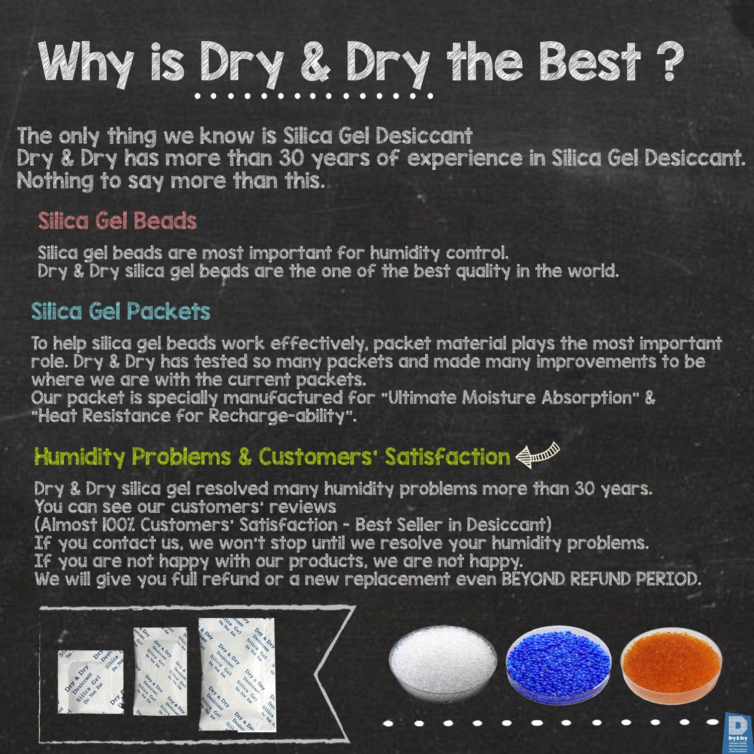 Dry & Dry Premium Orange Indicating Silica Gel Packets Desiccants - Food Safe Silica Gel Packets - White - 60 Packets (5 Gram) - Medaid International