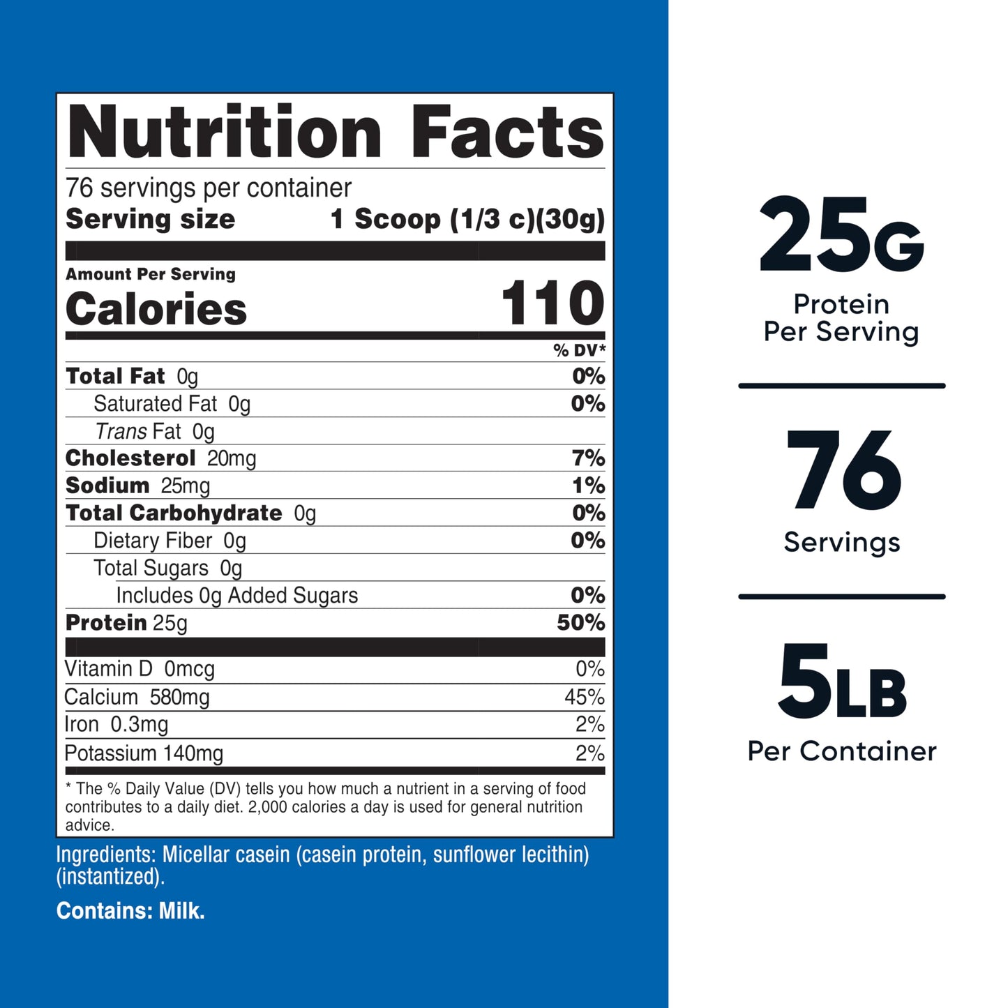 Nutricost Casein Protein Powder 5lb - Micellar Casein, Non-GMO, Gluten Free (Unflavored) - Medaid International