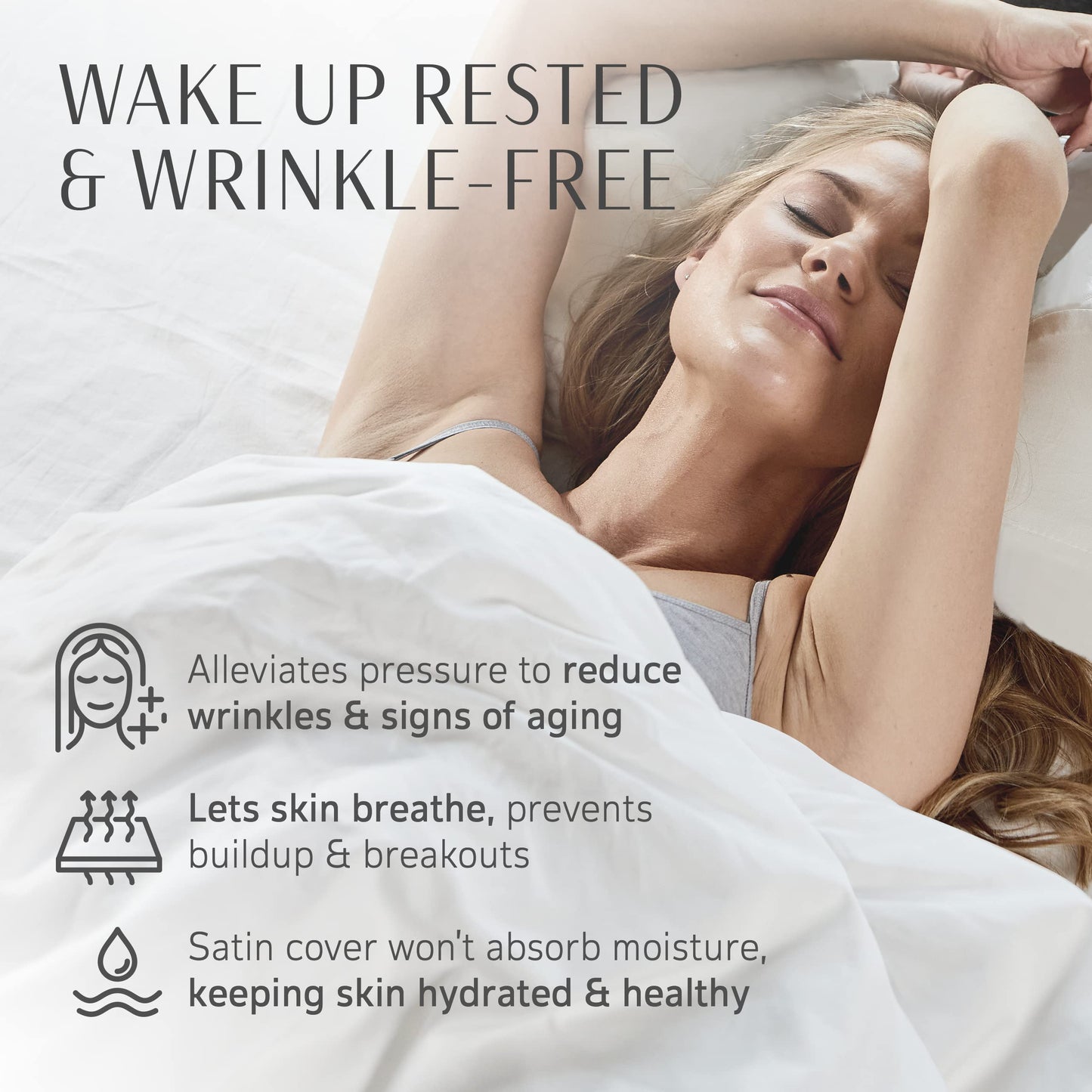 Your Face Pillow-Back Sleeper Beauty Pillow, Cervical Neck Pillow Contour Memory Foam Pillow, Ergonomic Neck, Back & Shoulder Support. Back Sleeping Reduces Pressure on Skin - Standard with Satin Case - Medaid International