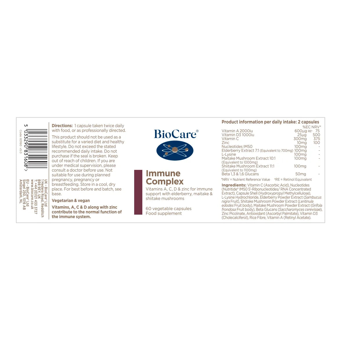 BioCare - Immune Complex 60 Capsules - Medaid International