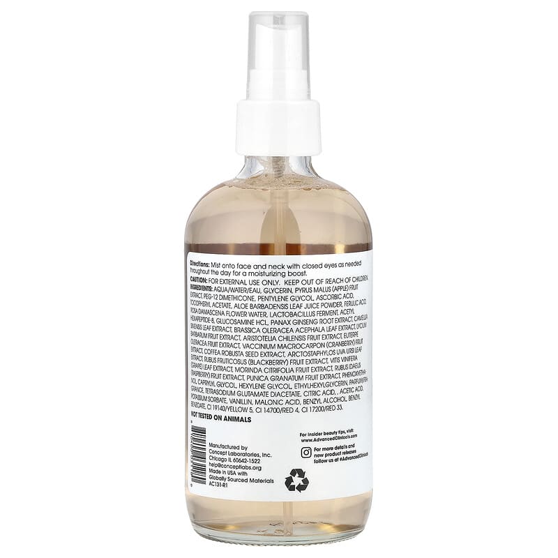 Advanced Clinicals, Vitamin C + Aloe Vera, Antioxidant Glow Facial Mist, 222 ml - Medaid International