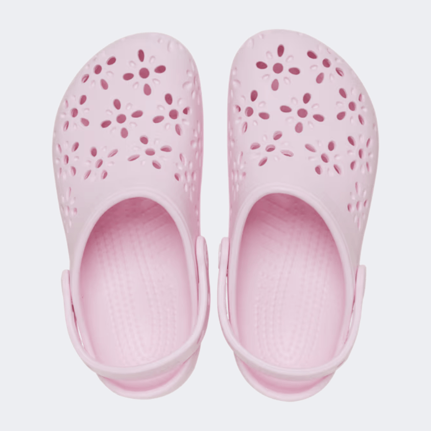 Crocs Classic Floral Cut Out Clog Kids Lifestyle Pink Milk - Medaid International