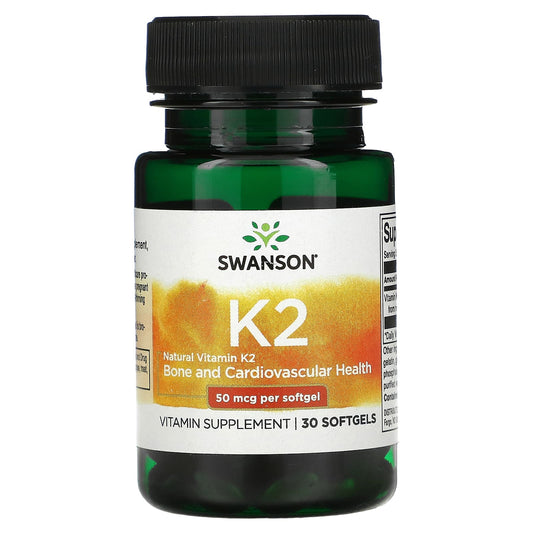 Swanson, Natural Vitamin K2, 50 mcg, 30 Softgels - Medaid International