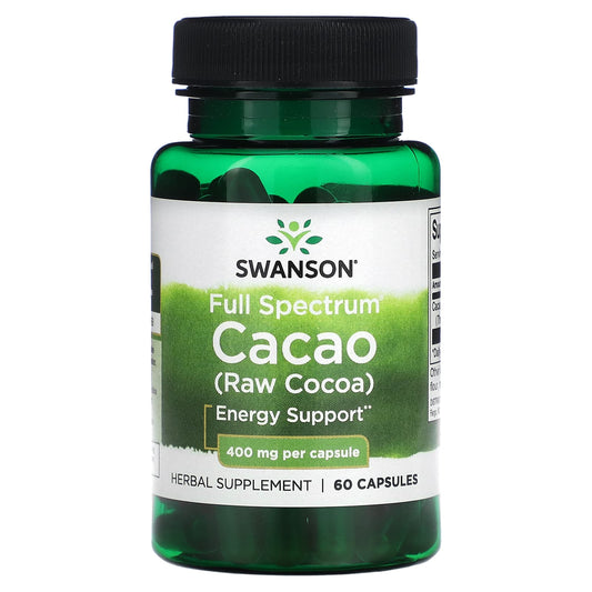 Swanson, Full Spectrum Cacao (Raw Cocoa), 400 mg , 60 Capsules - Medaid International