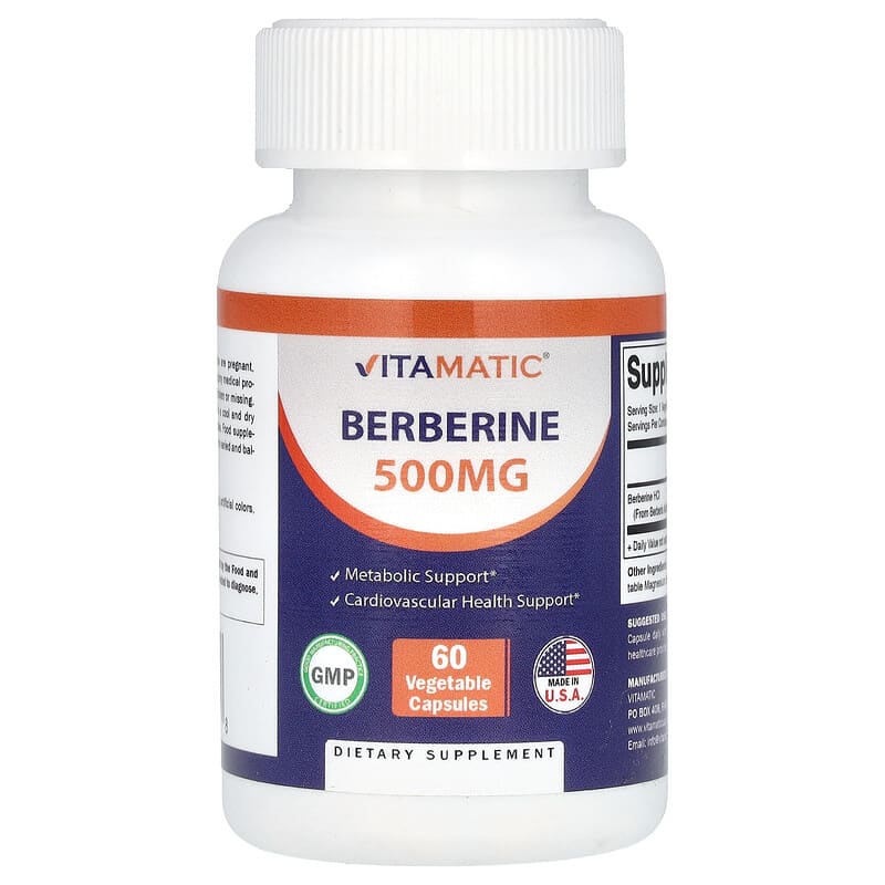 Vitamatic, Berberine, 500 mg, 60 Vegetable Capsules - Medaid International