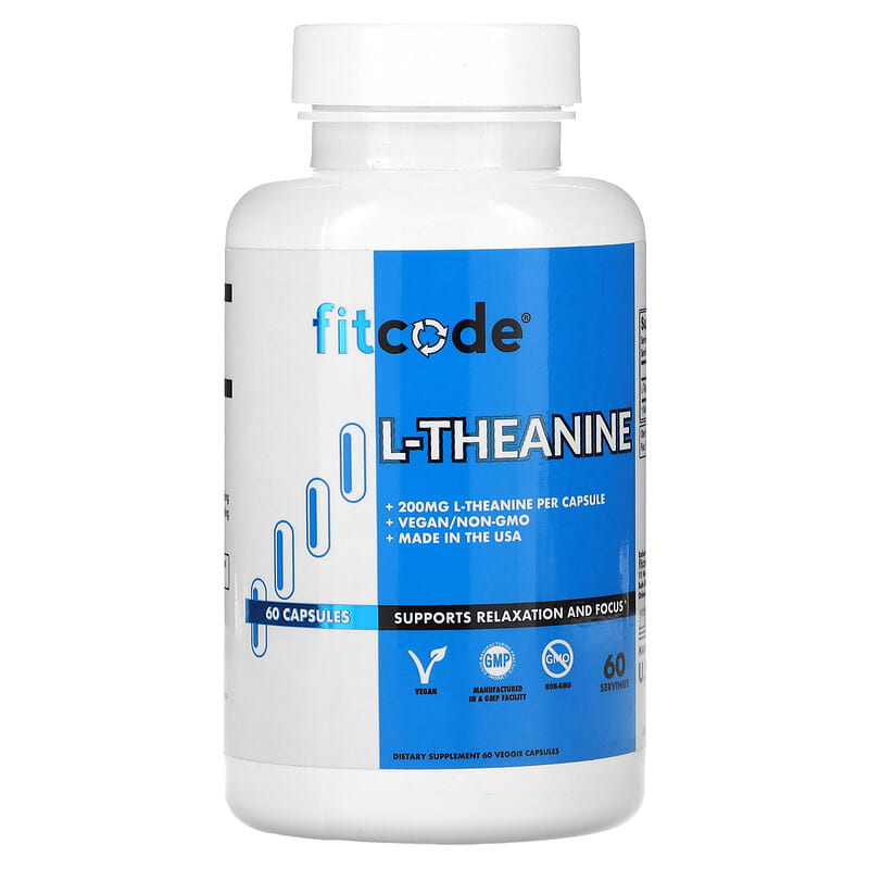 fitcode, L-Theanine, 200 mg, 60 Veggie Capsules - Medaid International