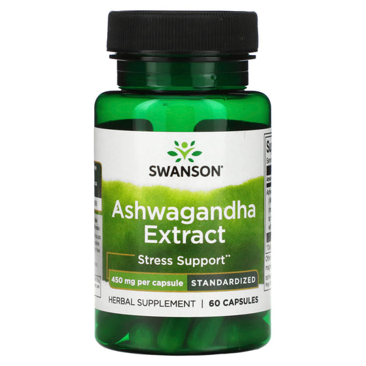 Swanson, Ashwagandha Extract, Standardized, 450 mg, 60 Capsules - Medaid International