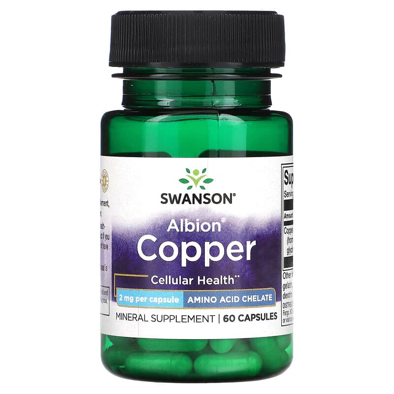 Swanson, Albion Copper, 2 mg, 60 Capsules - Medaid International