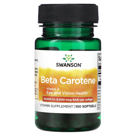Swanson, Beta Carotene, 10,000 IU (3,000 mcg RAE), 100 Softgels - Medaid International