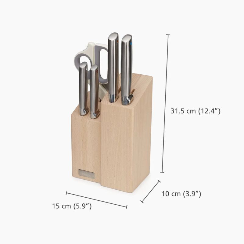 Joseph Joseph Elevate™ Fusion 5-piece Knife & Scissor Set with Beechwood Block - Medaid International