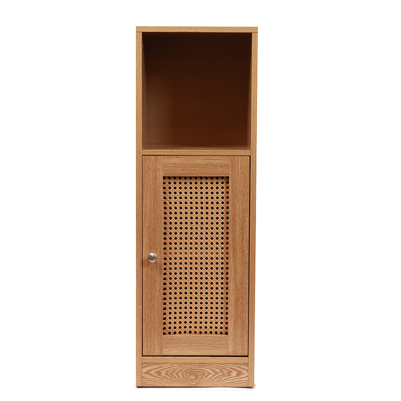 3 Tier Waterproof Wooden and Rattan Storage Cabinet Organizer Slim Design Freestanding Floor Cabinet for Bathroom Bedroom Living Room Kitchen - Medaid International