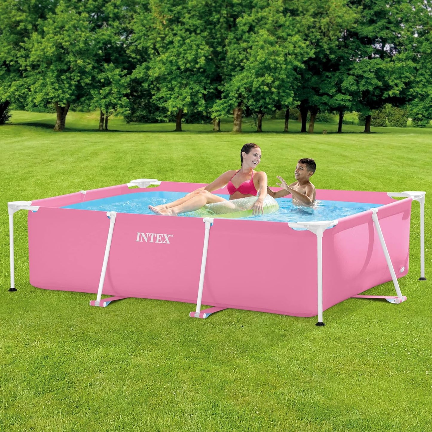 Pink Rectangular Frame Pool 220x150x60 cm - Medaid International