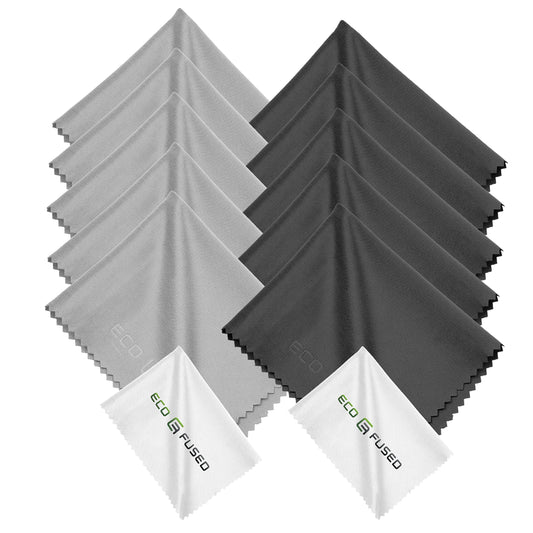 Eco-Fused Microfiber Cleaning Cloths - 12 Pack - for Cleaning Glasses, Spectacles, Camera Lenses, iPad, Tablets, Phones, iPhone, Android Phones, Laptops, LCD Screens and Other Delicate Surfaces - Medaid International
