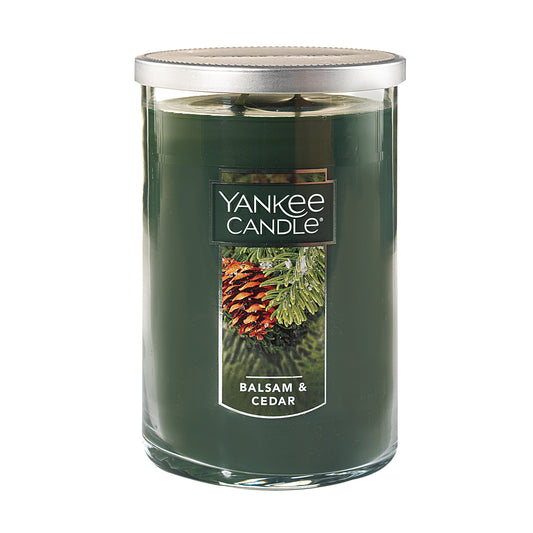 Yankee Candle Balsam & Cedar Scented, Classic Large 22oz Dual-Wick Tumbler Candle, Over 75 Hours Burn Time, Ideal for Holiday Season & Gifting - Medaid International