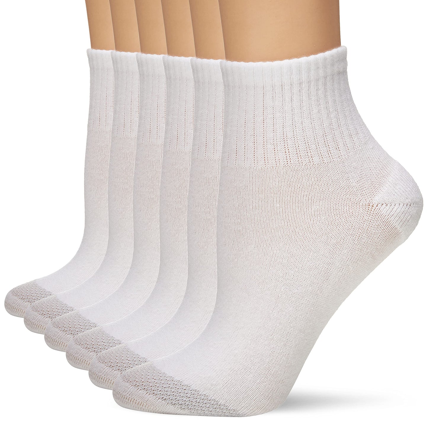 Hanes-womens Cool Comfort Toe Support Ankle Socks, 6-pair Pack Casual Sock, White/Grey Vent, One Size US - Medaid International