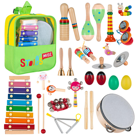 Stoie's Musical Toys for Toddlers 3-5, Wooden Percussion Instruments Toy for Kids Baby Preschool Educational Musical Toys Set for Boys and Girls with Storage Bag - Medaid International