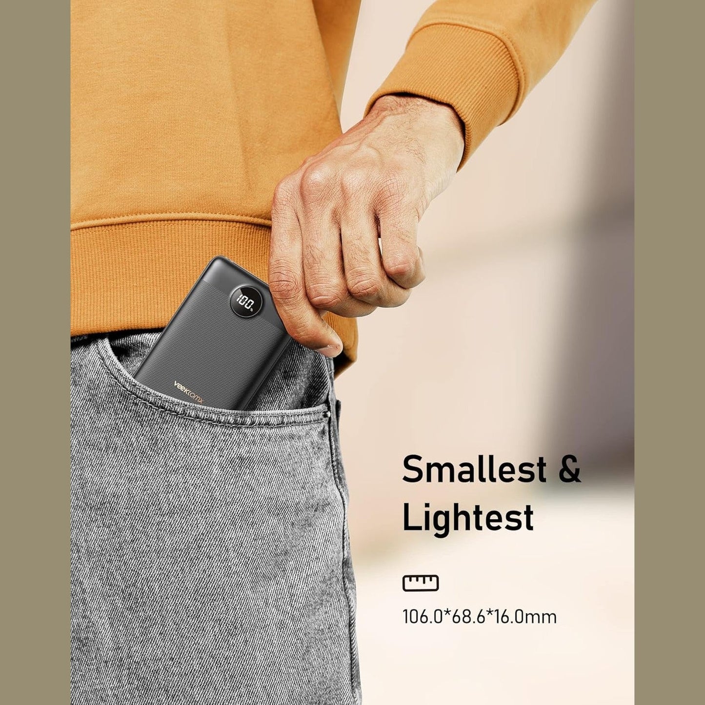 Veektomx - Fast Charging 22.5W Power Bank, 10000mAh, Slim Design, USB-C