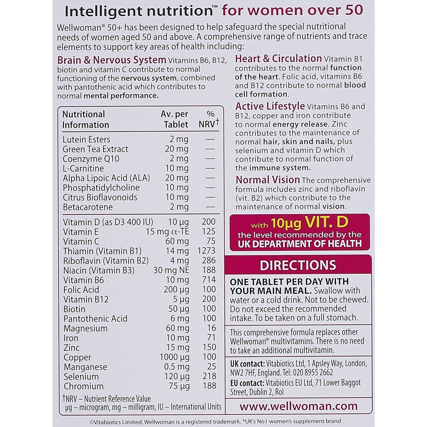Wellwoman Vitabiotics 50+ 30 Tablets - Medaid International