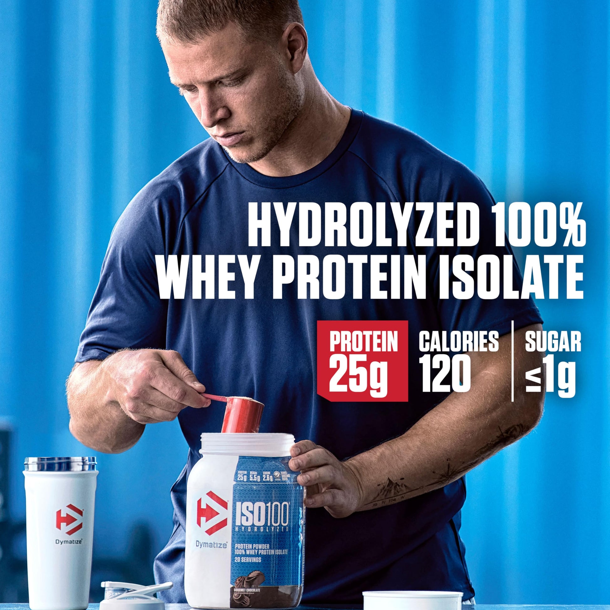 Dymatize ISO100 Whey Protein Powder Isolate, Vanilla, 25g of Protein, 3 Pound, 5.5g BCAAs, Less Than 120 Cal., Gluten Free, 1g Fat, 1g Sugar, 2g Carb (45 Servings) - Medaid International