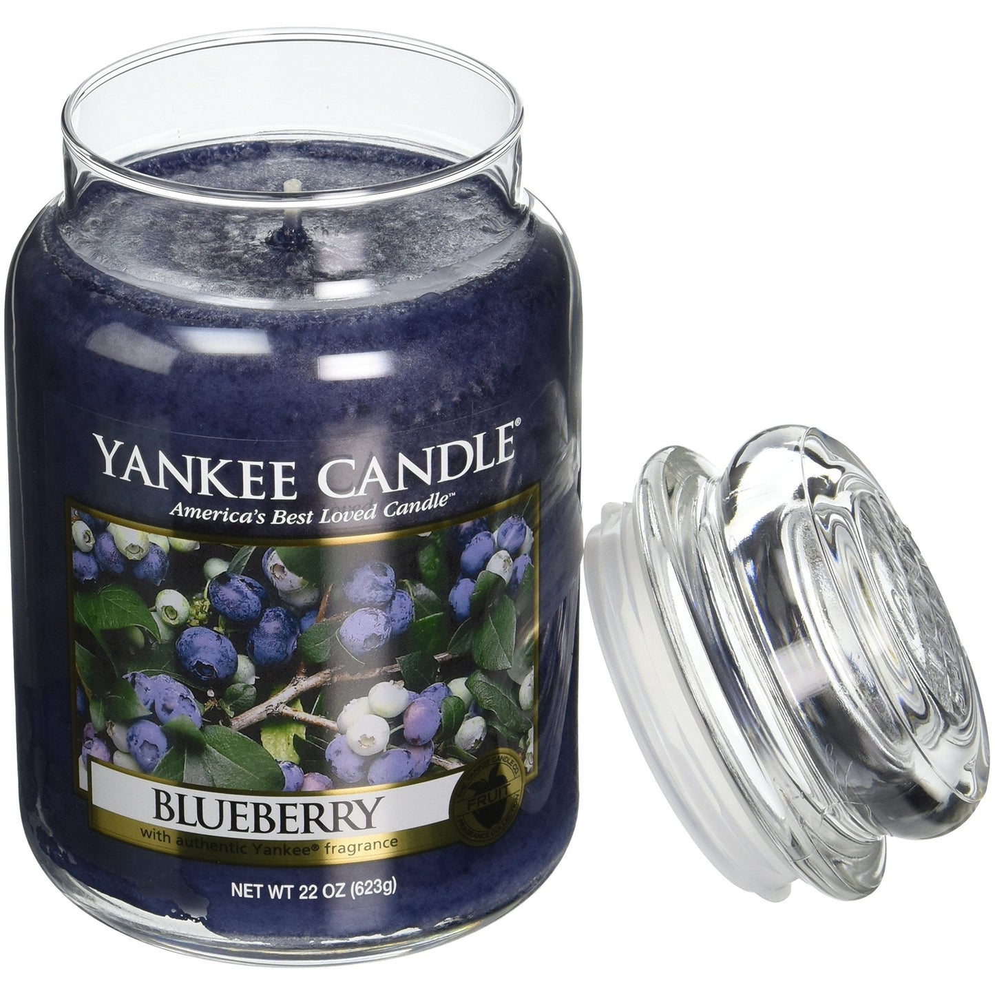 Yankee Candle Blueberry Scented, Classic 22oz Large Jar Single Wick Candle, Over 110 Hours of Burn Time - Medaid International
