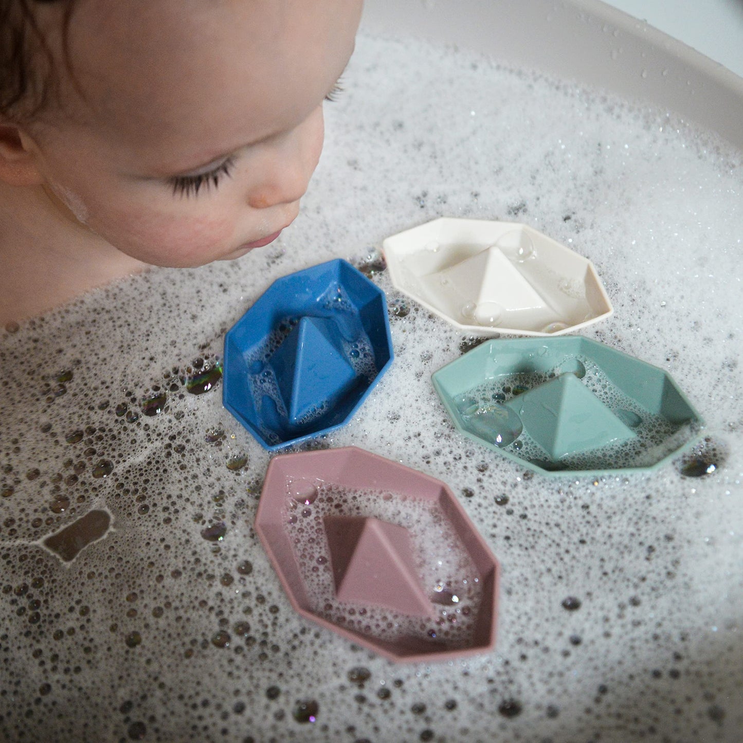 Shnuggle Stack n Sail Bath Boats | Set of 4 Silicone Bath Toys | Stackable Play Toys for Baby & Toddler - Medaid International