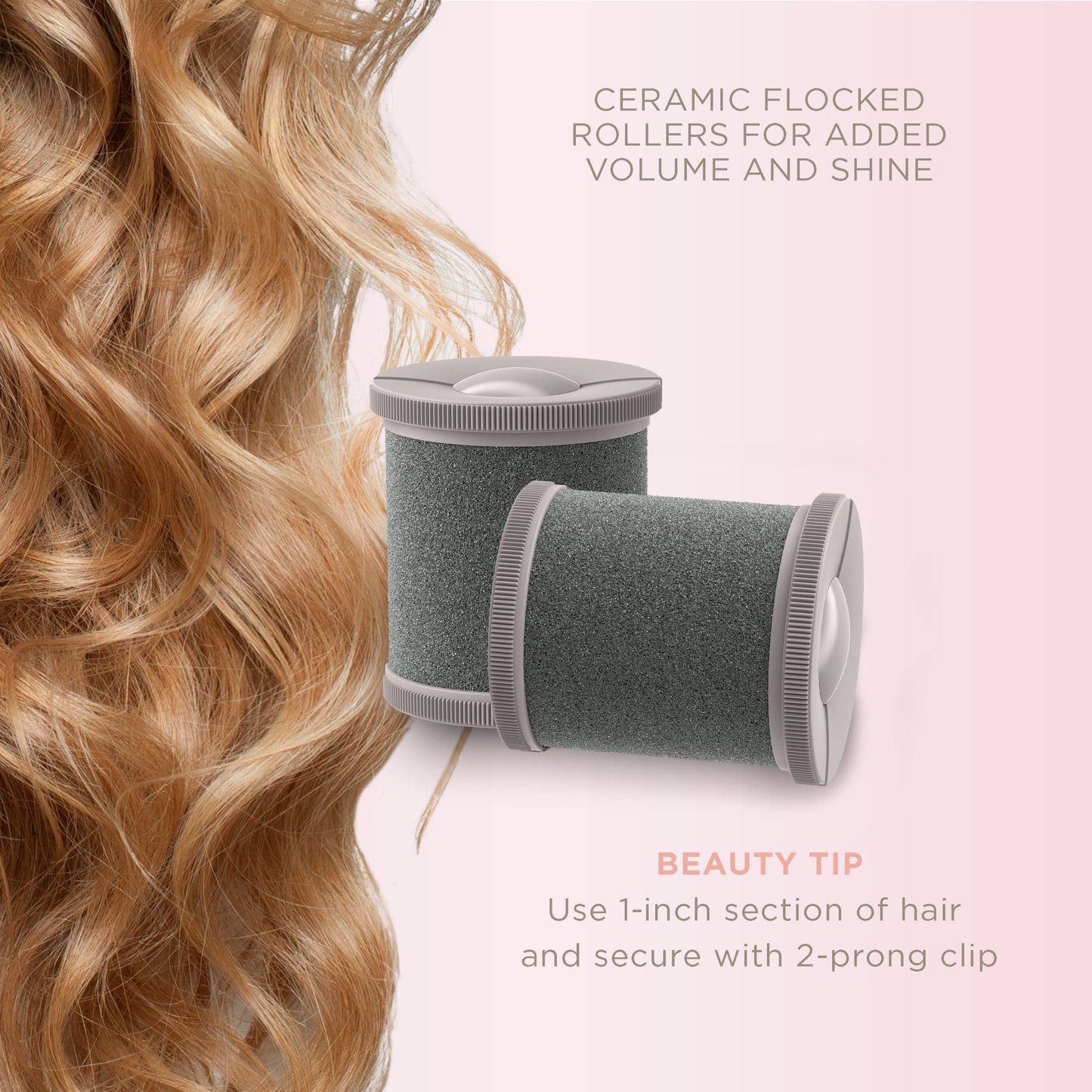 INFINITIPRO BY CONAIR Ceramic Flocked Hot Rollers for Long, Medium, and All Hair - Hair Curler - Hair Roller Clips Included - 2 inch Rollers - Medaid International