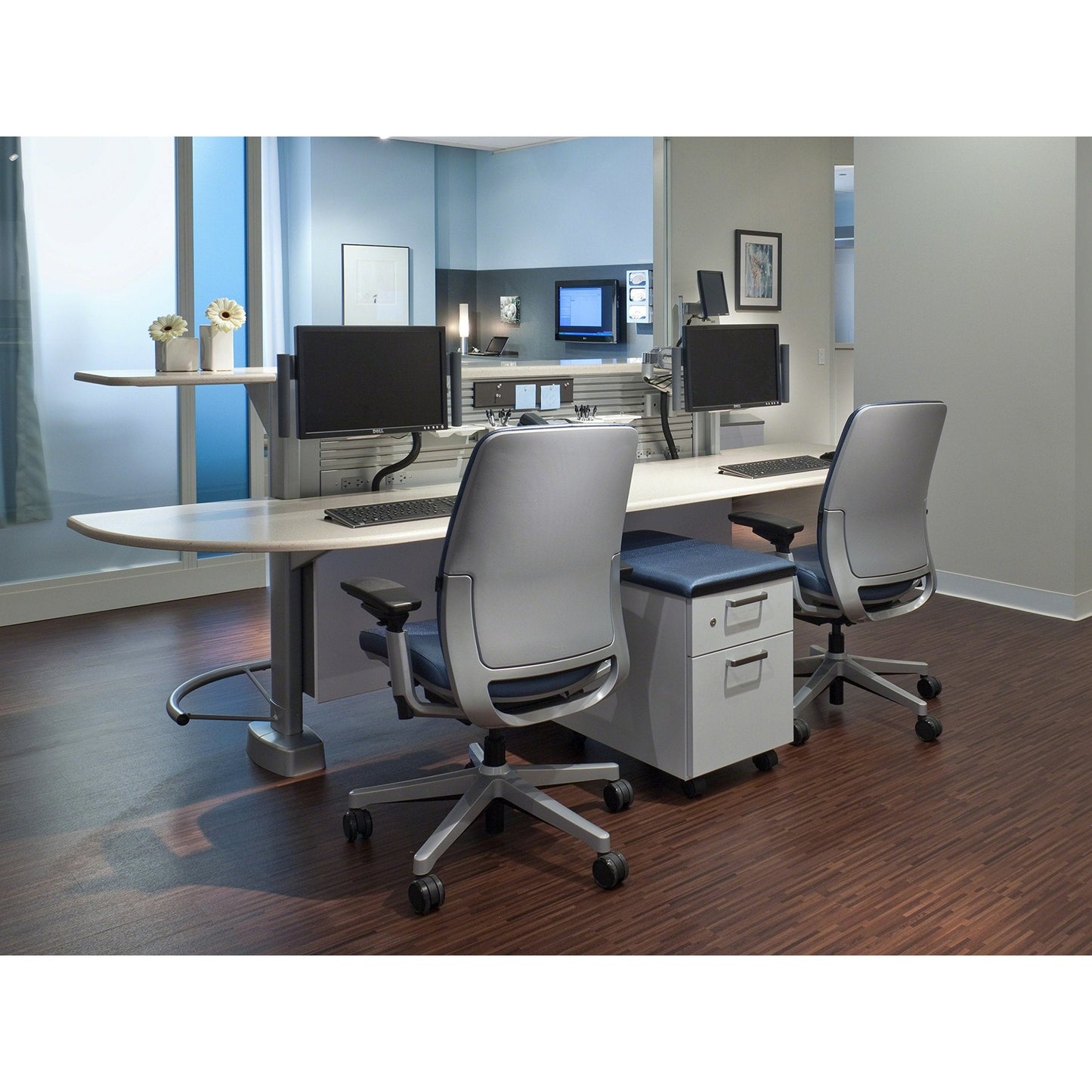 Steelcase Amia Task Chair: Black Frame/Polished Aluminum Base - 4 Way Adjustable Arms - Hard Floor Casters - Medaid International