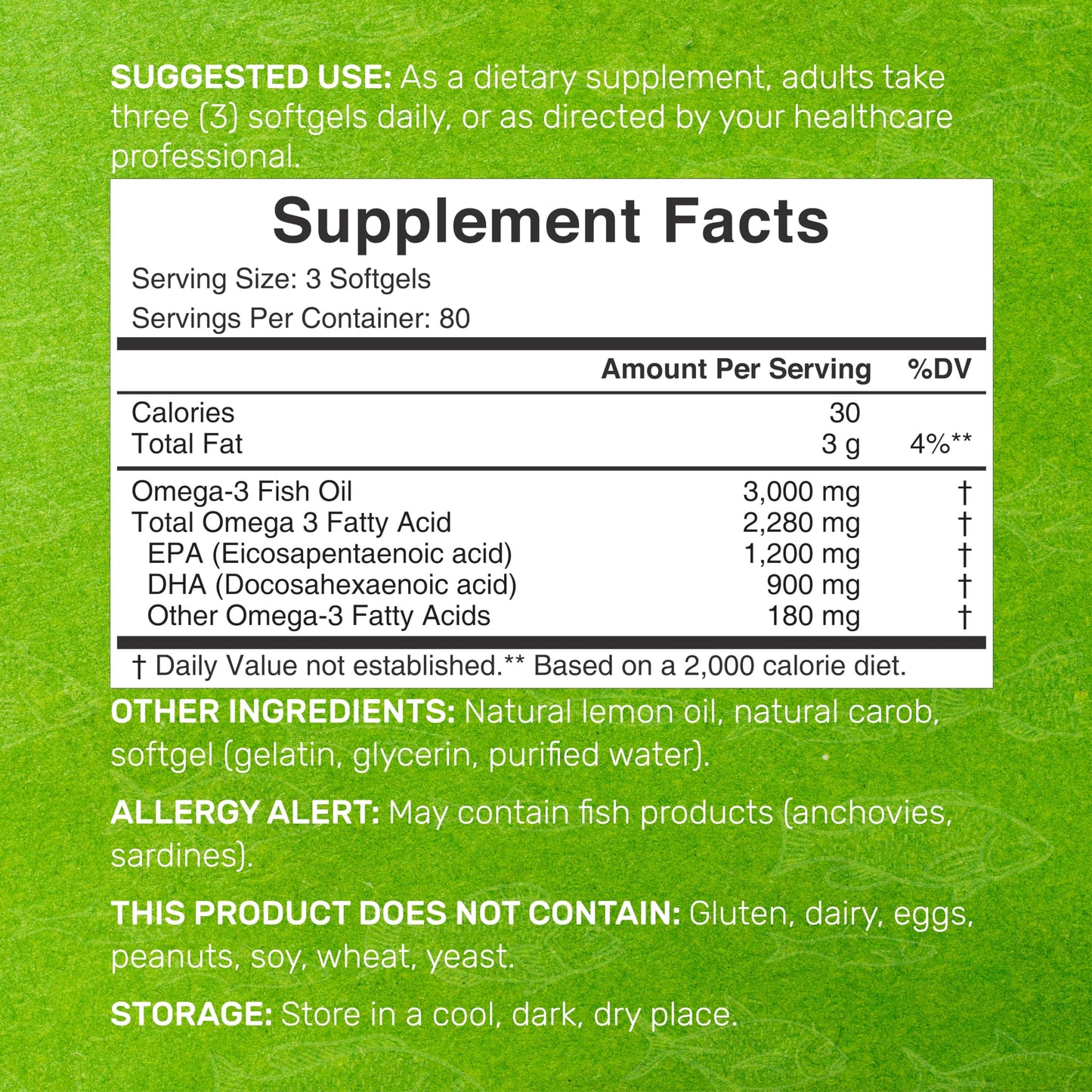 DEAL SUPPLEMENT Omega 3 Fish Oil Supplements, 3,000mg Per Serving, 240 Softgels – EPA 1,200mg + DHA 900mg – Burpless Pills, Lemon Flavored, Wild Caught – Brain & Heart Support – Mercury Free, Non-GMO - Medaid International