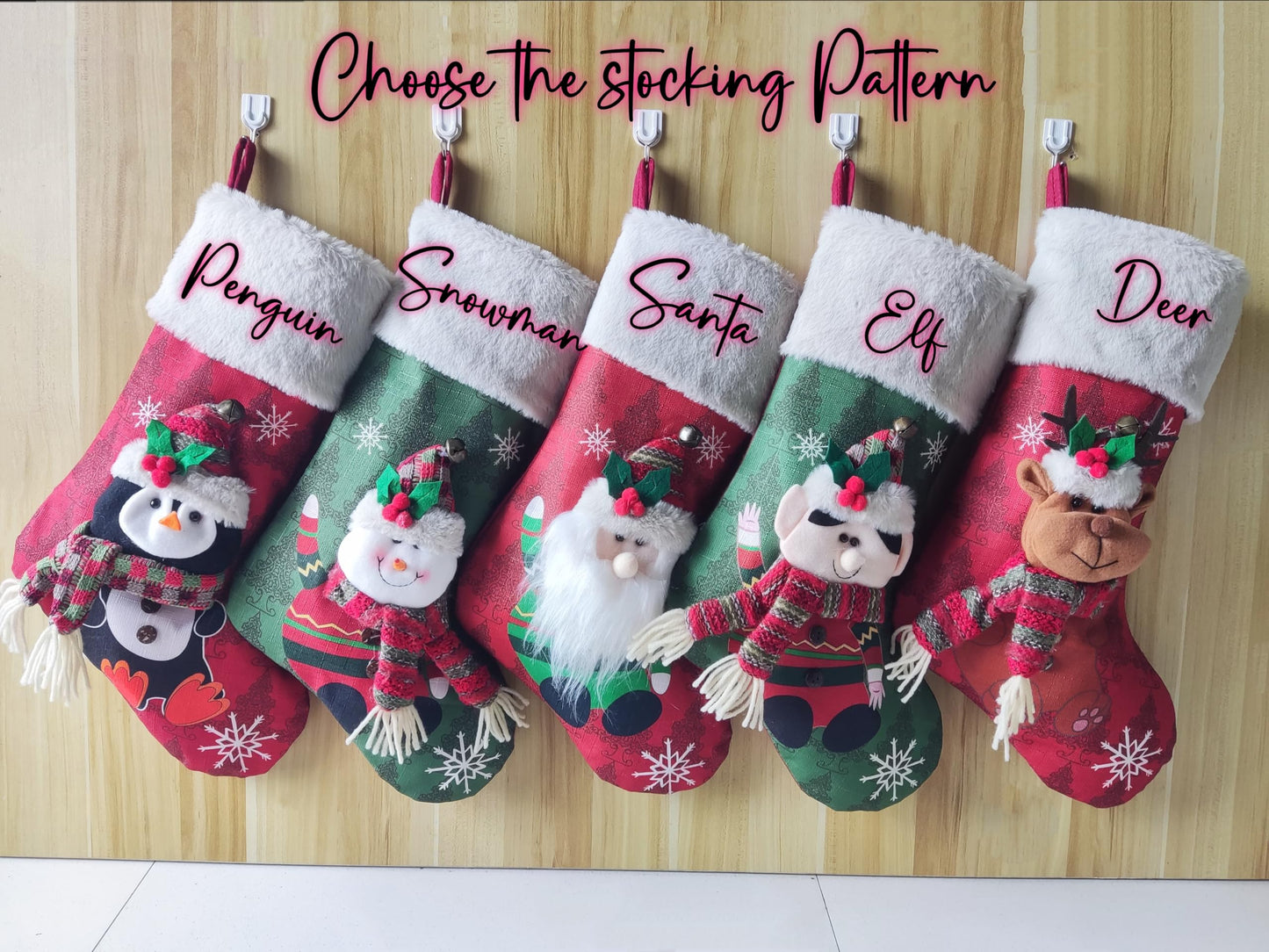 Personalised Christmas Stockings Custom Name Stockings 3D Fluff Christmas Socks - Medaid International