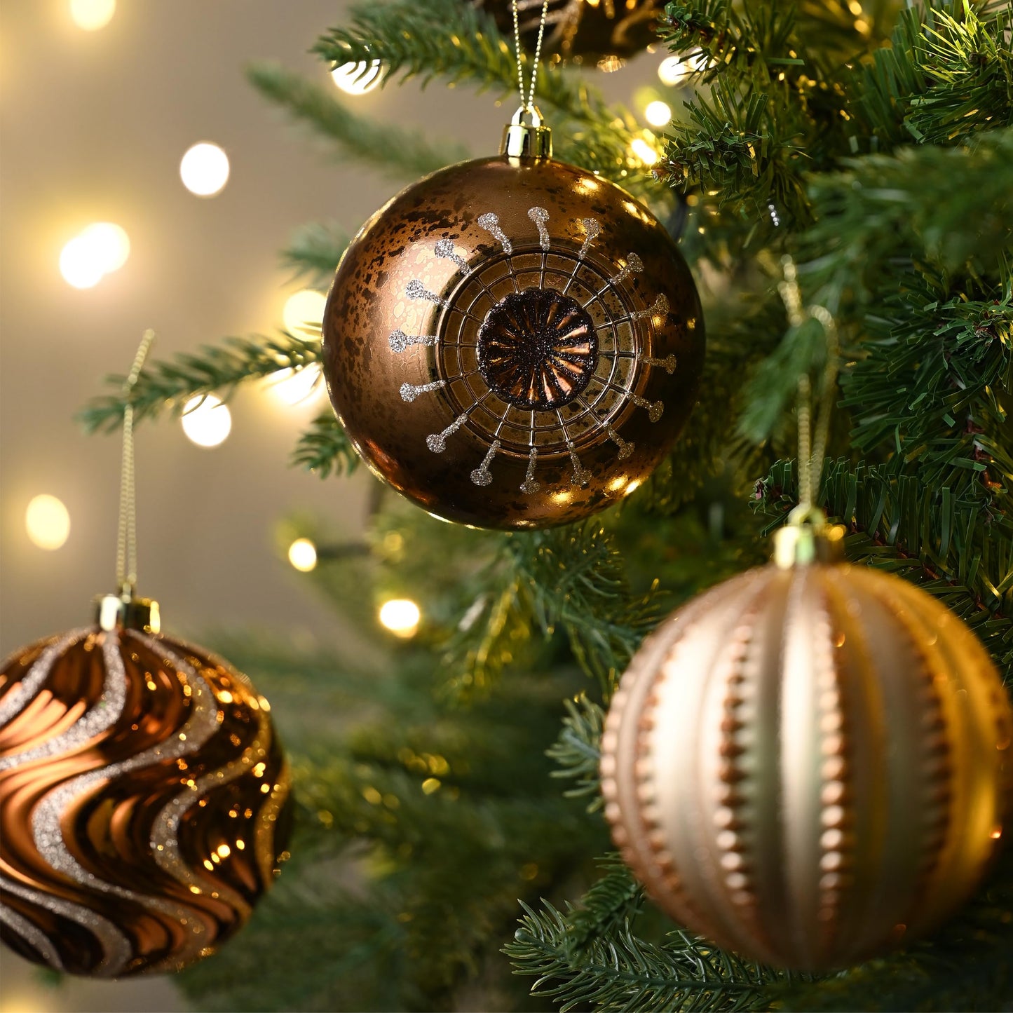 Valery Madelyn Christmas Ball Ornaments for Fall Decor, 9ct Bronze Copper Gold Shatterproof Christmas Tree Decorations Set, 3.94 Inches Luxury Brown Hanging Ornaments for Thanksgiving Autumn Harvest - Medaid International