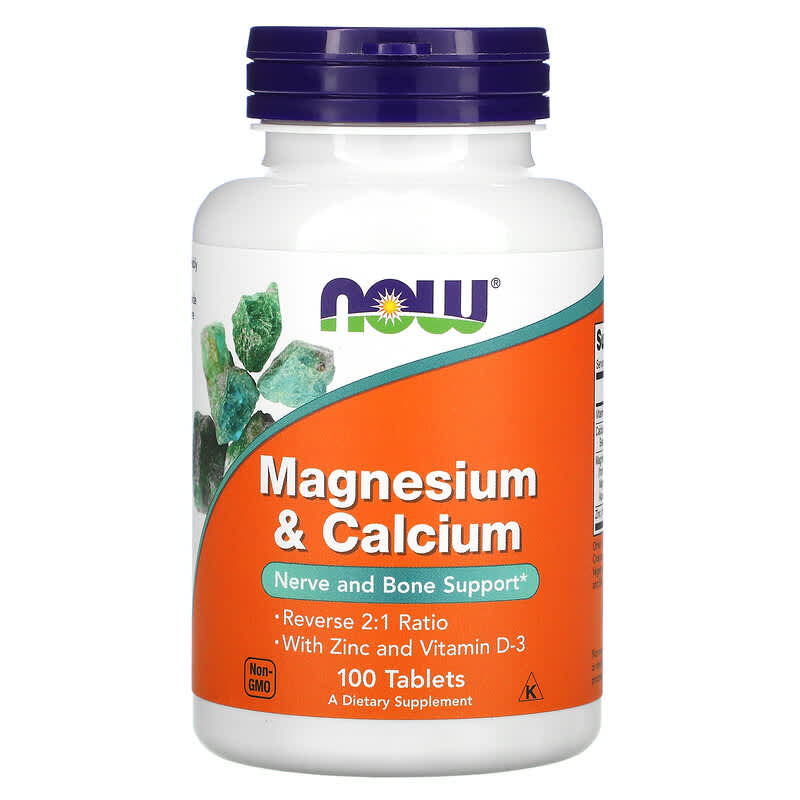 NOW Foods, Magnesium & Calcium, 100 Tablets - Medaid International