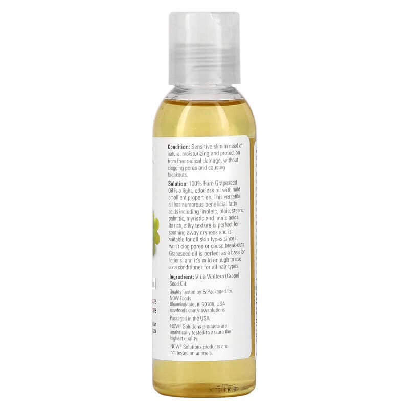 NOW Foods, Solutions, Grapeseed Oil, 4 fl oz (118 ml) - Medaid International