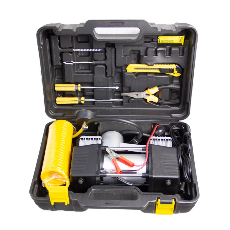 Portable Air Compressor Pump Tire Inflator with Digital Gauge, Heavy Duty Double Cylinder 12V Tire Pump 150 PSI with Tire Repair Kit - Medaid International