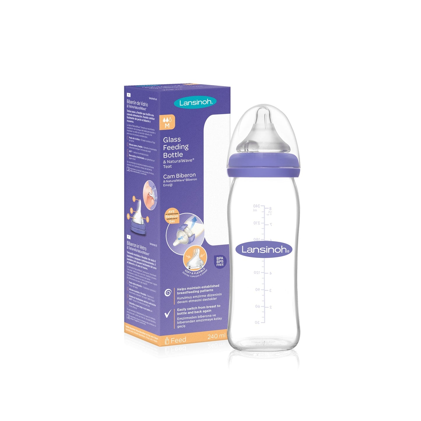 LANSINOH BOTTLE GLASS 240ML - Medaid International