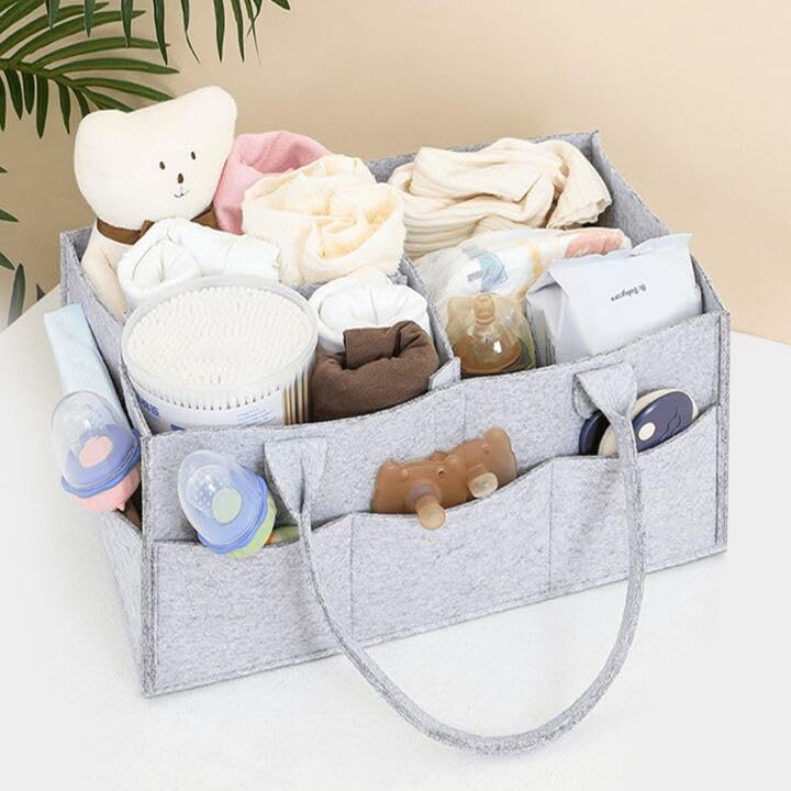 38 CM Baby Nappy Caddy Organizer Bag with Handles Nursery Storage Bin with Removable Compartments Multipurpose Tote for Baby Clothes and Diapers - Medaid International
