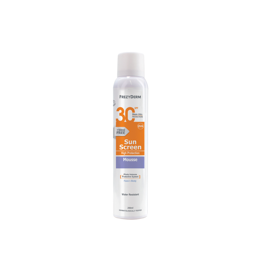 Frezyderm Sun Screen Mousse Face & Body SPF30 200ml - Medaid