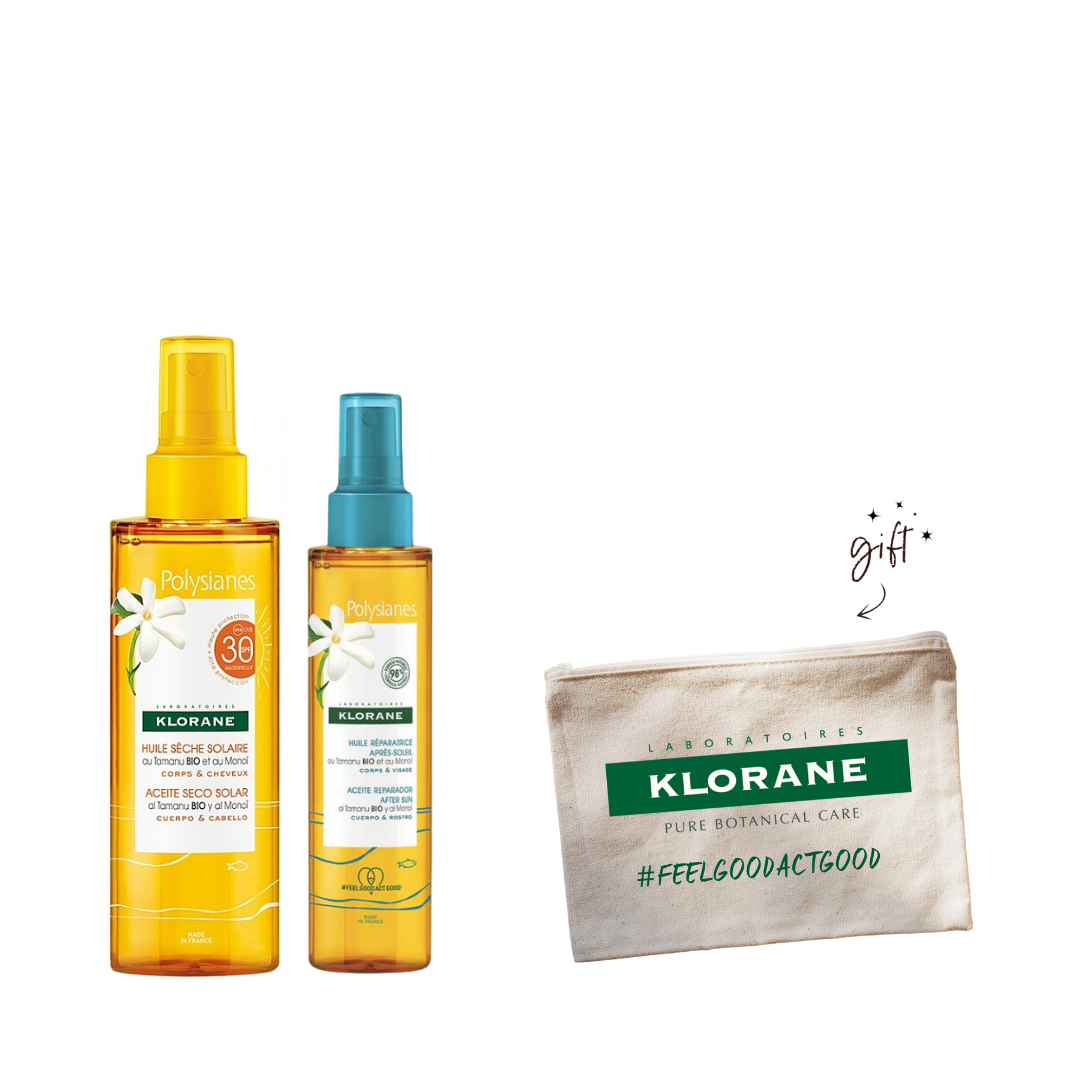 Klorane After Sun Hair Repair Bundle + Gift Pouch - Medaid International