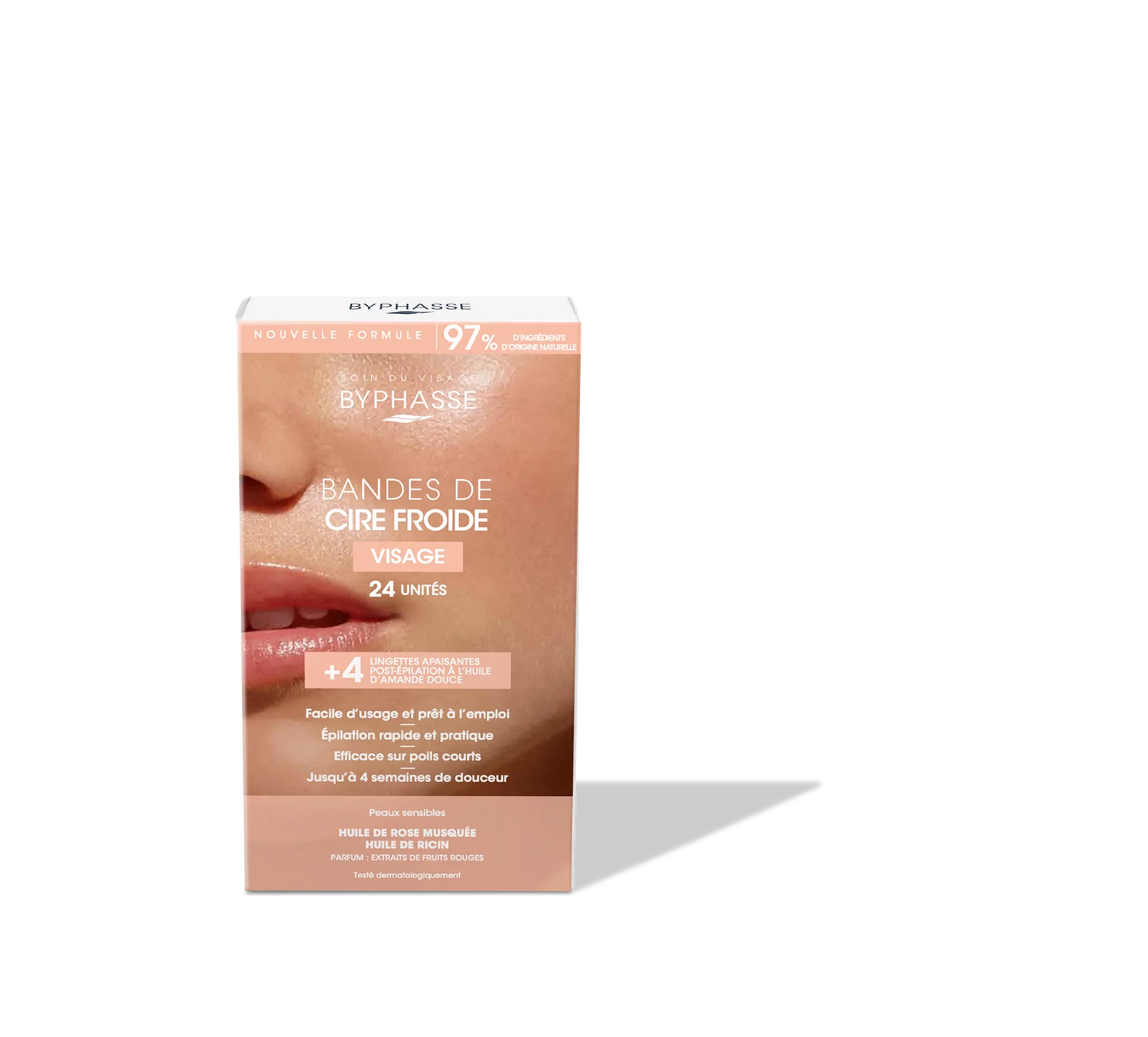 Byphasse cold wax strips for FACE (24 units) for sensitive skin - Medaid International