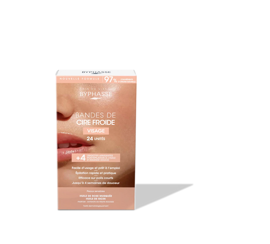 Byphasse cold wax strips for FACE (24 units) for sensitive skin - Medaid International