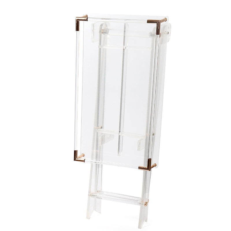 65 CM Clear Folding Plexi Rectangular Tray Table Portable Side Table for Bedroom Living Room Kitchen Nightstand - Medaid International