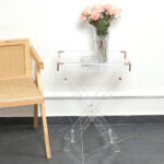 65 CM Clear Folding Plexi Rectangular Tray Table Portable Side Table for Bedroom Living Room Kitchen Nightstand - Medaid International