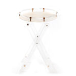 63 CM Clear Folding Plexi Round Tray Table Portable Side Table for Bedroom Living Room Kitchen Nightstand - Medaid International