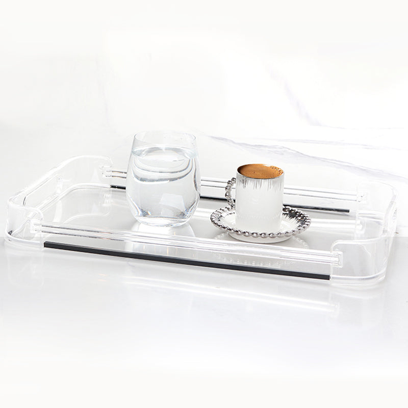 41 CM Transparent Plexi Rectangular Serving Tray with Handles Multifunctional Organizer Tray for Food Drinks Snacks and Appetizers - Medaid