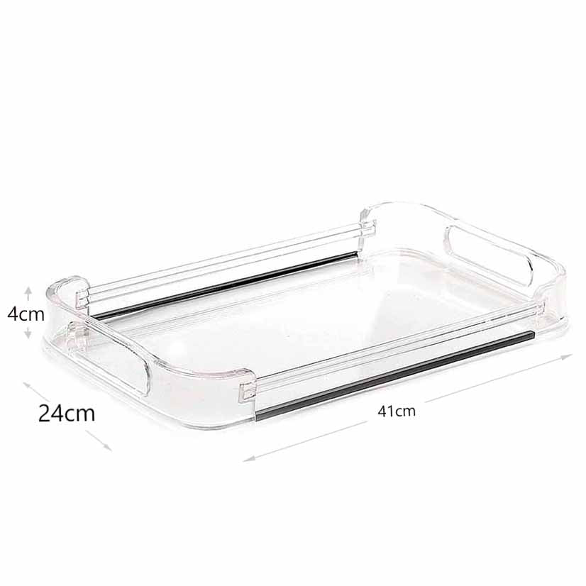 41 CM Transparent Plexi Rectangular Serving Tray with Handles Multifunctional Organizer Tray for Food Drinks Snacks and Appetizers - Medaid