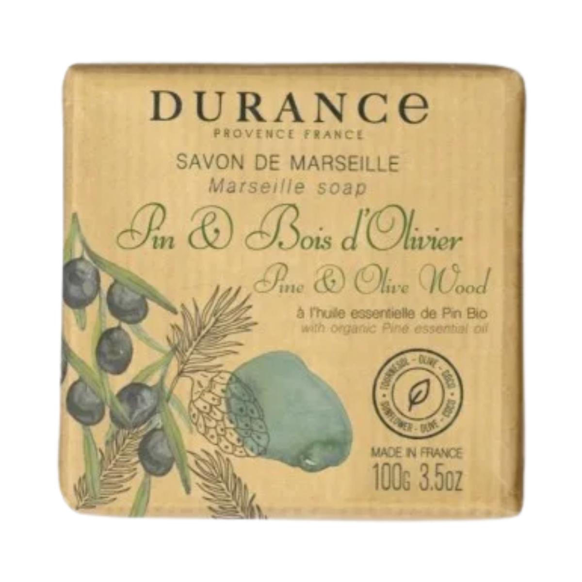 Durance - Pine & Olive Wood Marseille Soap 100g - Medaid International