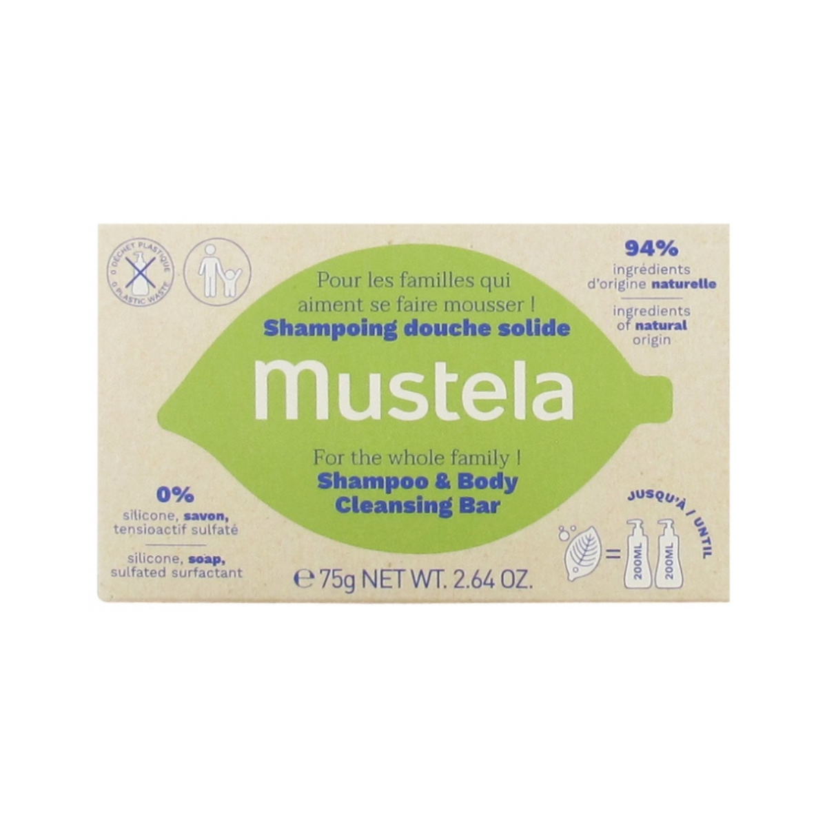 Mustela - Shampoo & Body Cleansing Bar 75g - Medaid International