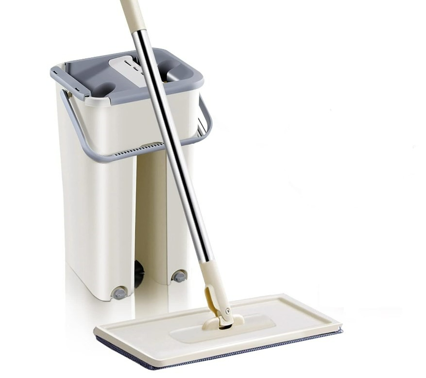 Household Cleaning Tool Wet Dry Hand-Free Mop Bucket Set With Plastic Basket Cloth Material - Medaid International