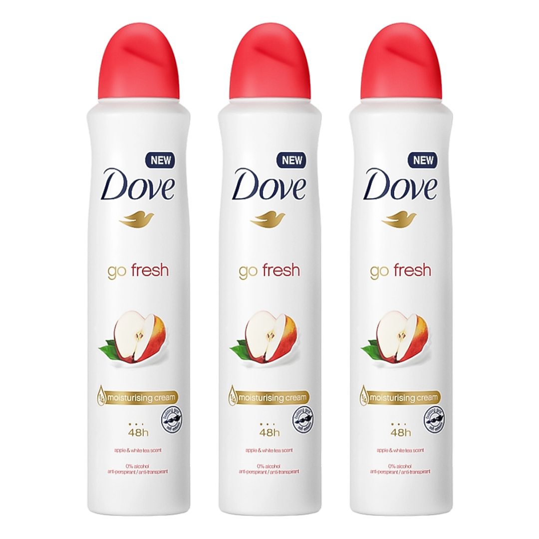 Dove Go Fresh Apple & White Tea 48H Anti-Perspirant Spray Deodorant For Her - Pack Of 3 - Medaid